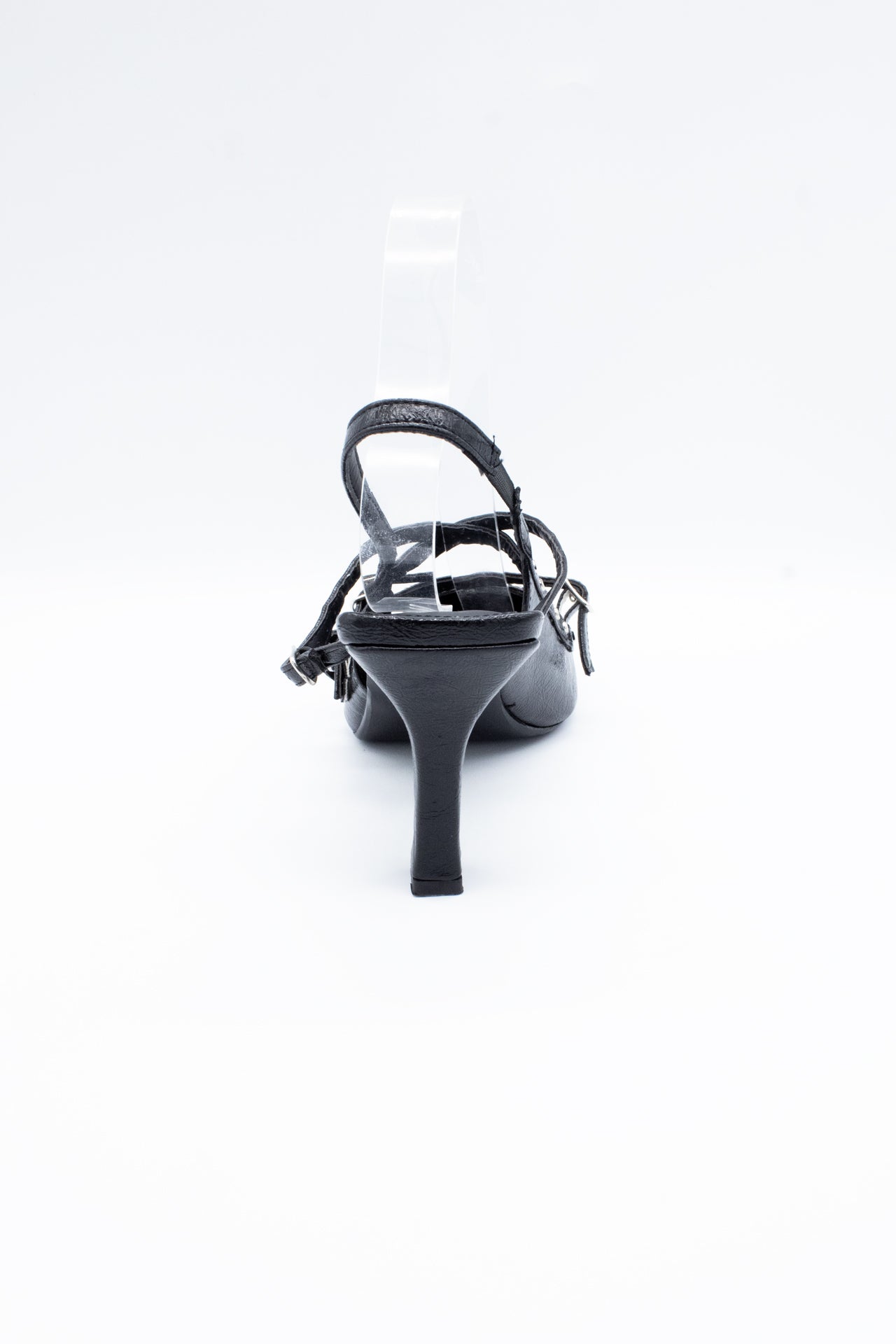 IVETTE Zapatilla de tacón Negro hebillas y estoperol