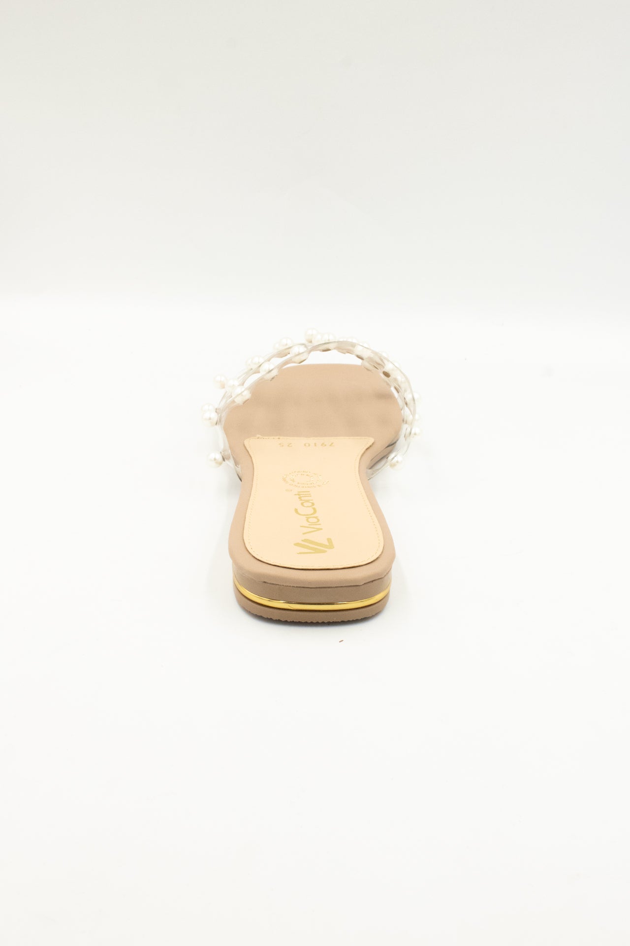 BRISA Sandalia de piso transparente y baileys con perlas