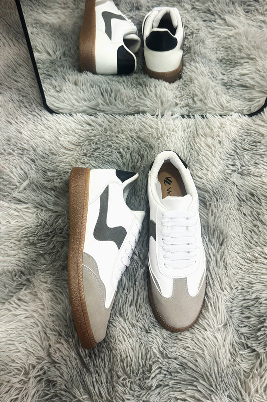MIKA Tenis con suela de goma gris-blanco