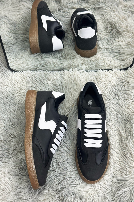 MIKA Tenis con suela de goma negro-blanco