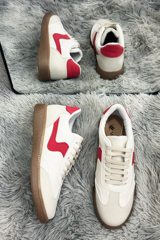MIKA Tenis con suela de goma rojo-beige