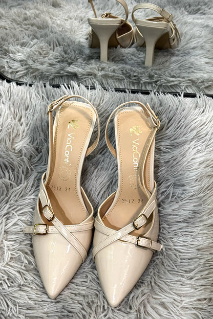 LILIA Zapatilla de tacón Charol miga con hebillas