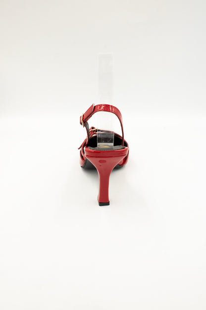 LILIA Zapatilla de tacón Charol Rojo con hebillas