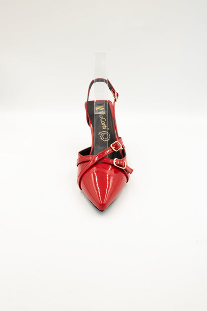LILIA Zapatilla de tacón Charol Rojo con hebillas