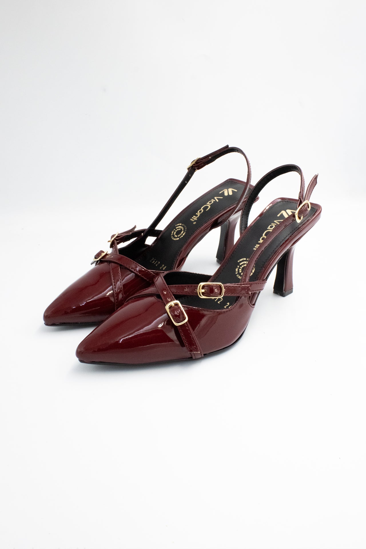 Charol Sandalia Tacon Color Vino LILIA Zapatilla De Tacón Charol