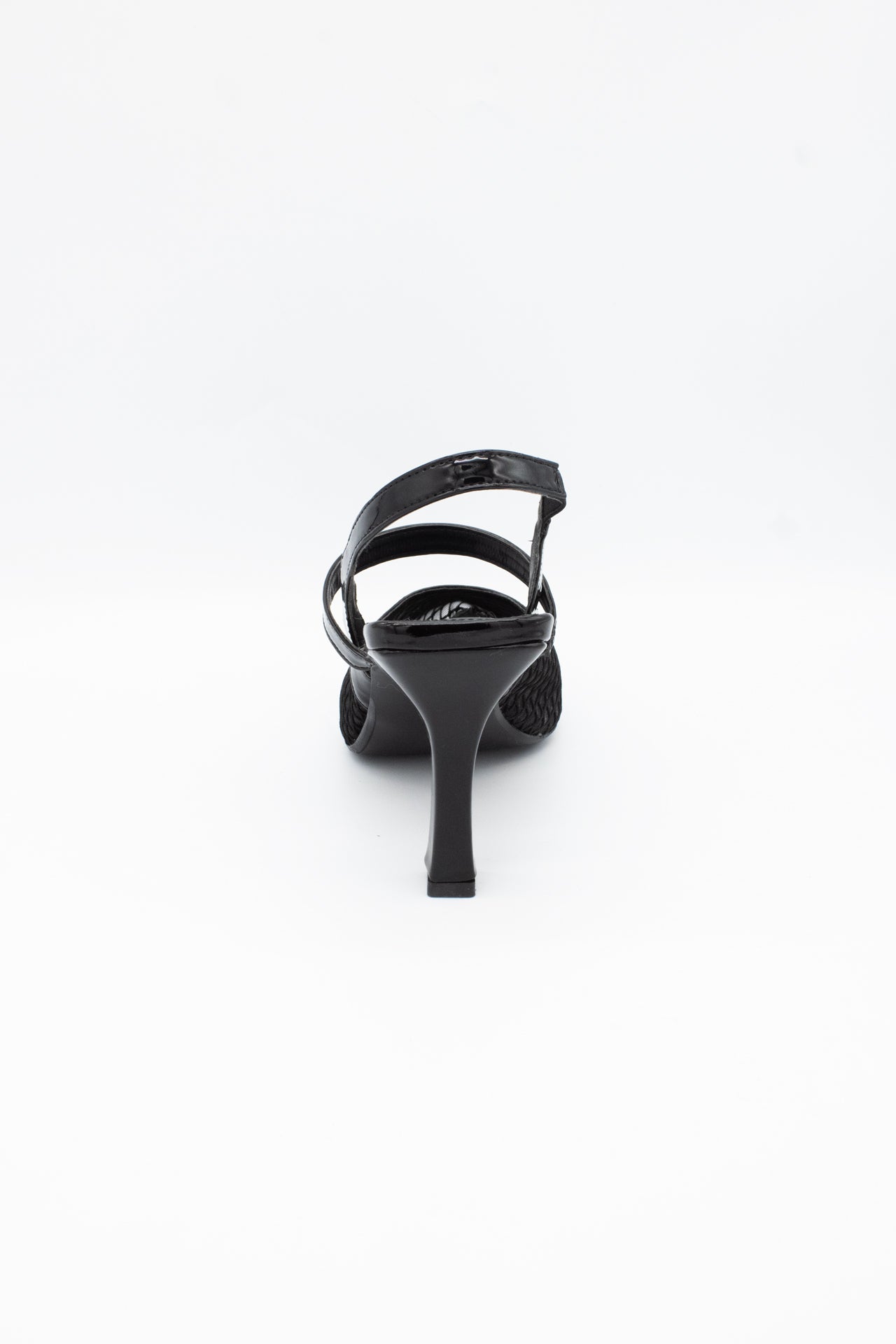 MAY Zapatilla de tacón Negro malla transparente