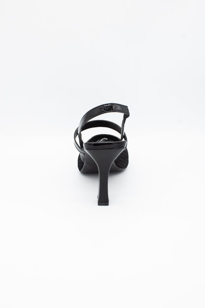 MAY Zapatilla de tacón Negro malla transparente