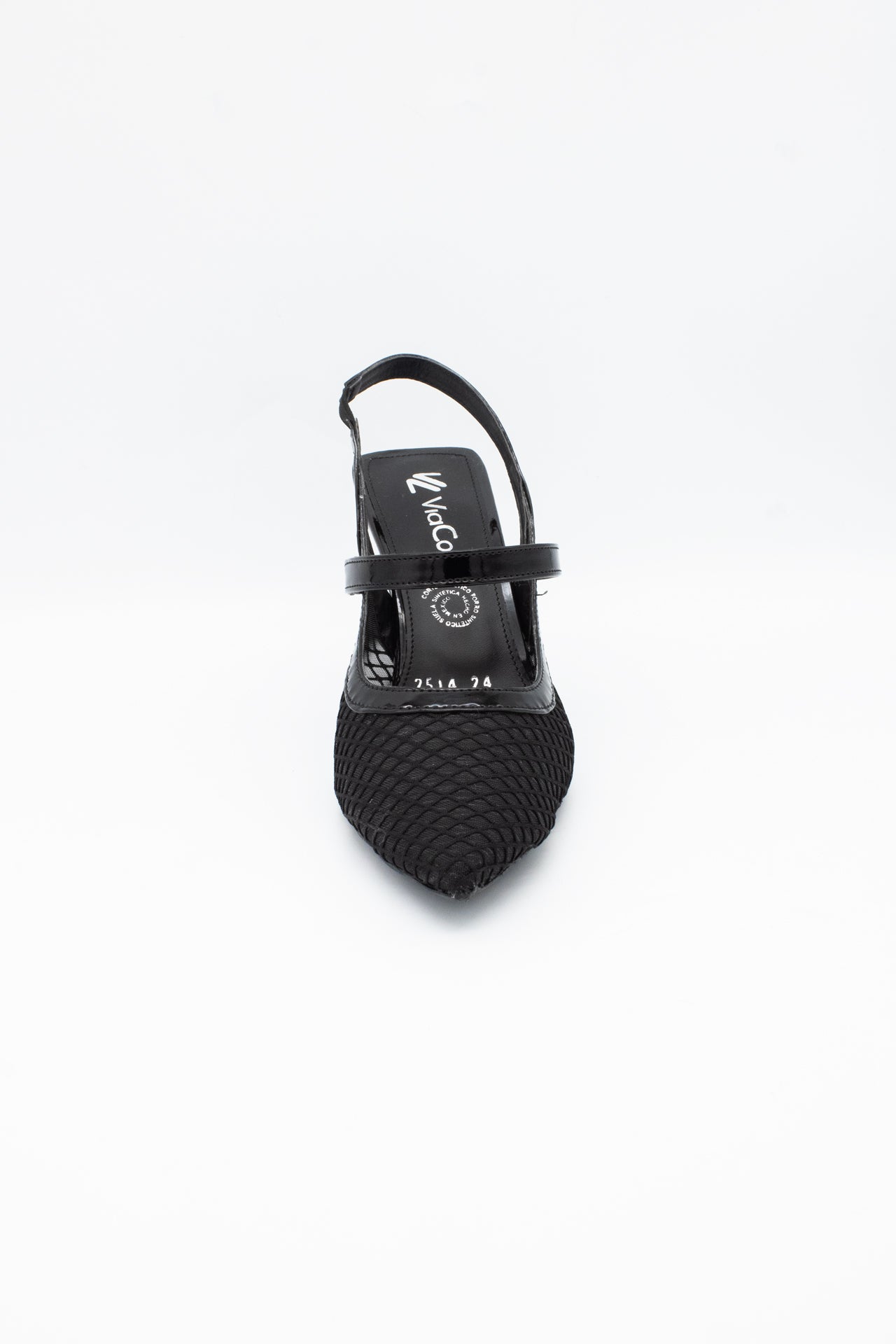 MAY Zapatilla de tacón Negro malla transparente