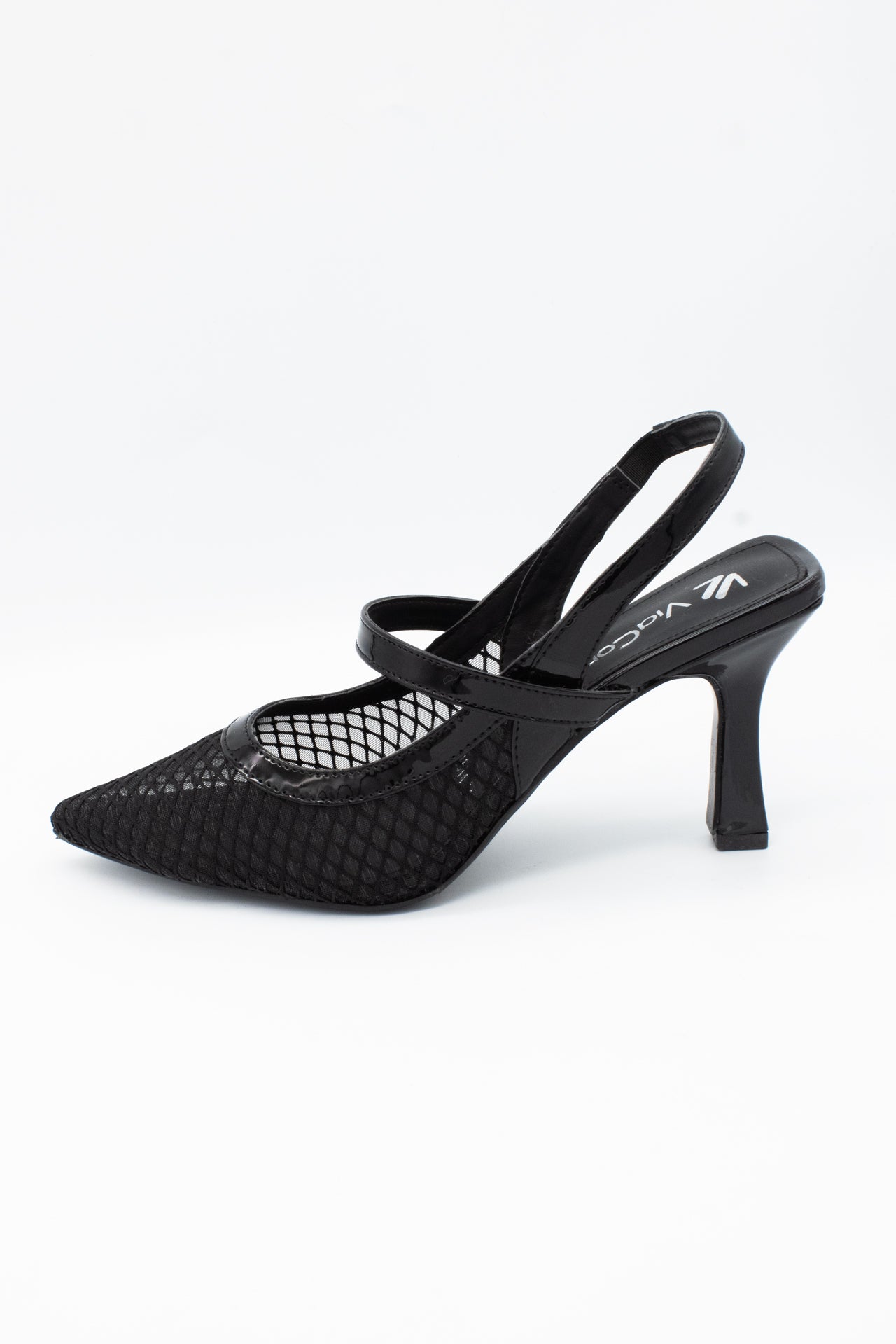 MAY Zapatilla de tacón Negro malla transparente