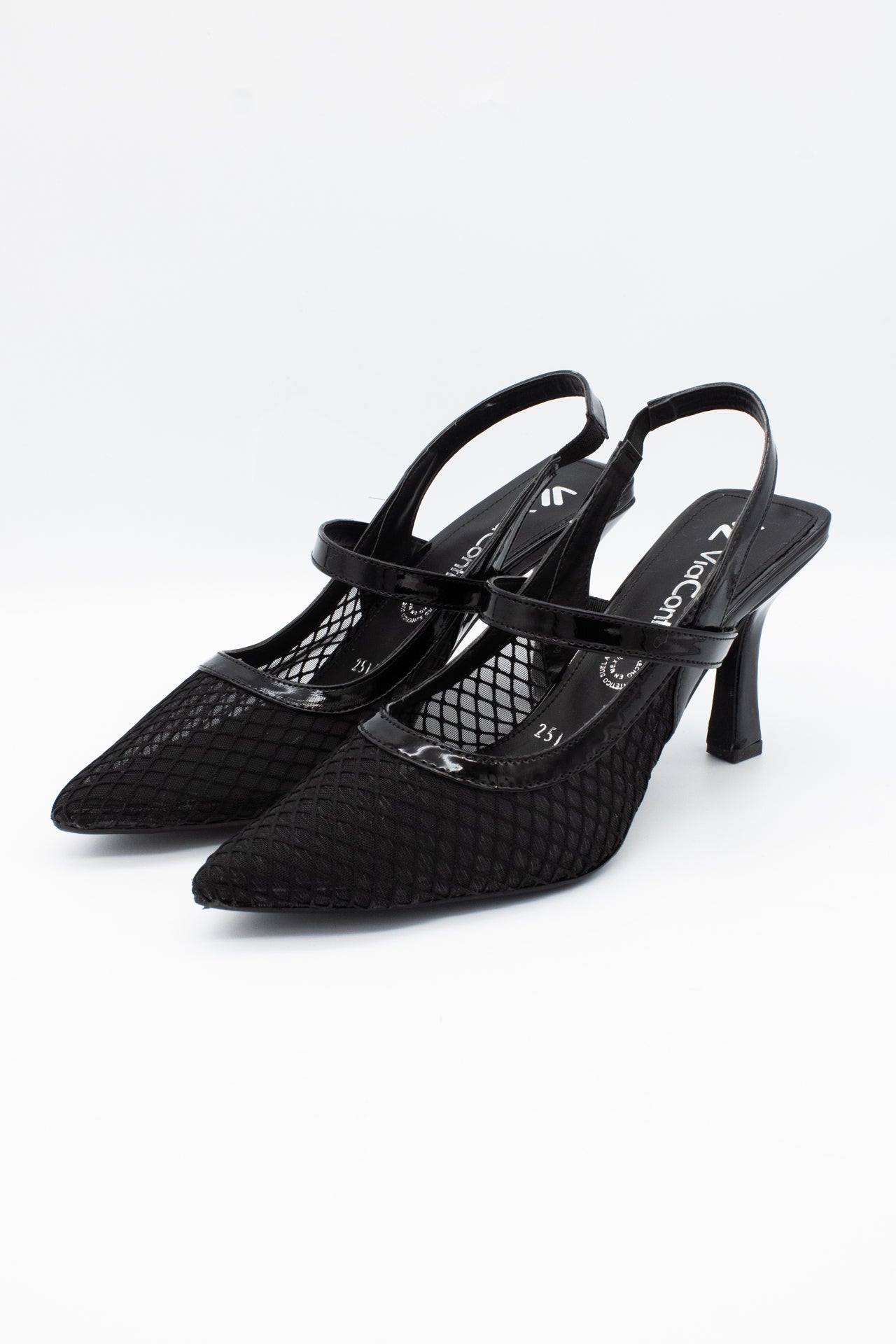MAY Zapatilla de tacón Negro malla transparente
