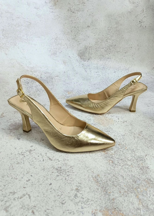 JOSELYN zapatilla puntal metálica oro