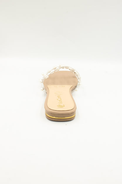 BRISA Sandalia de piso transparente y baileys con perlas