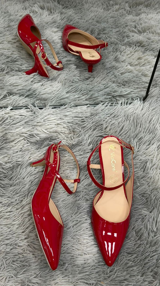 MONY zapatilla de tacón charol rojo