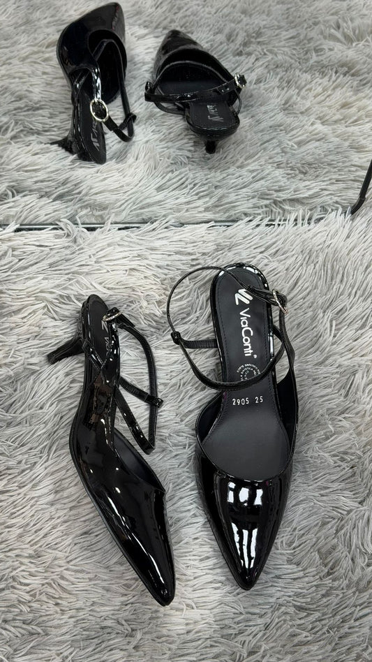 MONY zapatilla de tacón charol negro