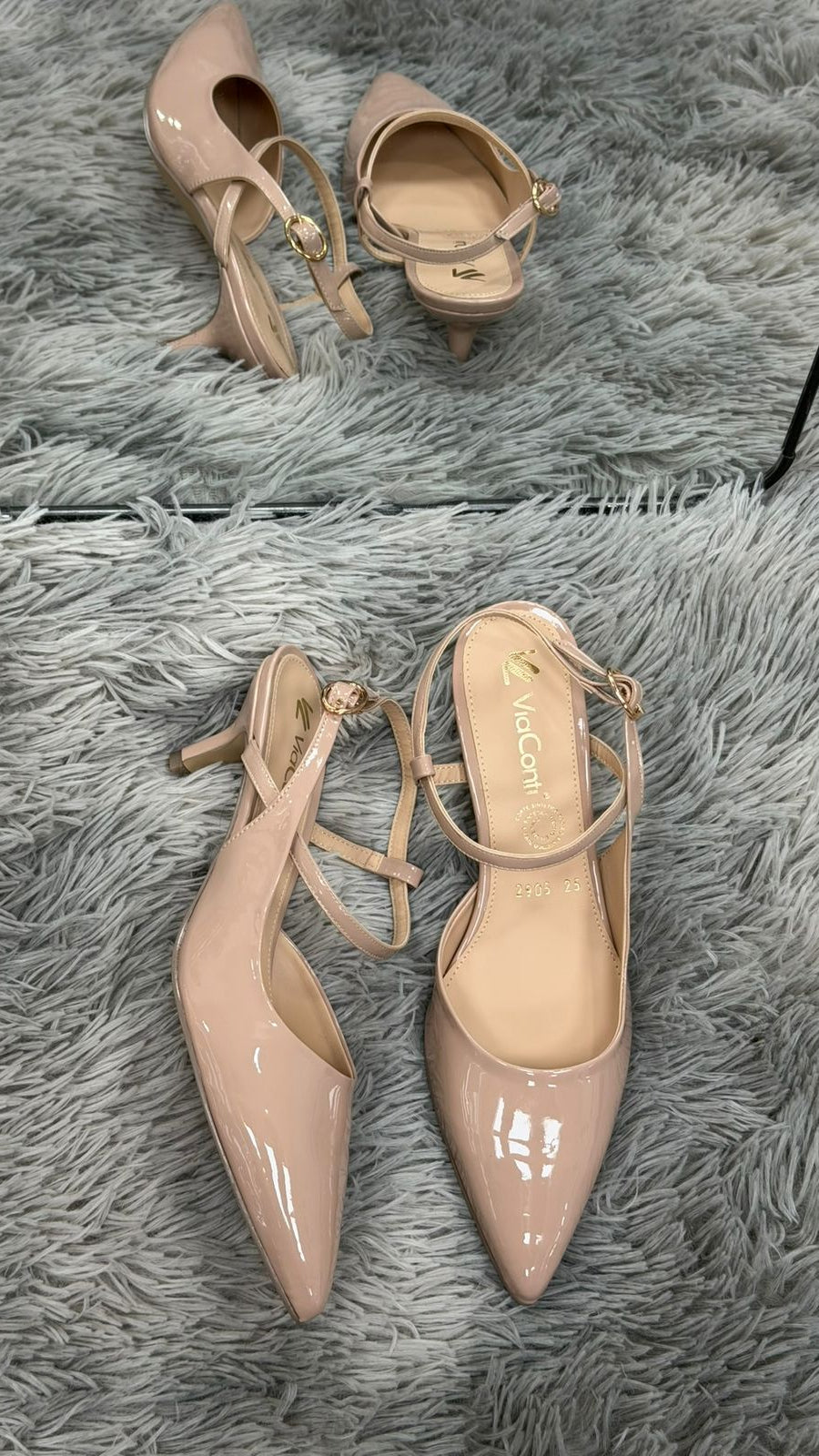 MONY zapatilla de tacón charol nude